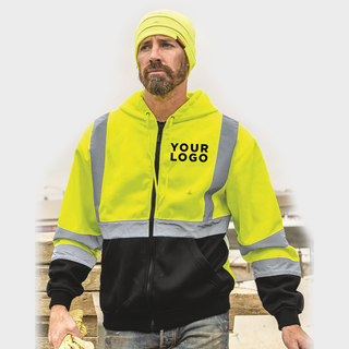 Custom Embroidered Kishigo - Hi-Vis Full-Zip Hooded Sweatshirt