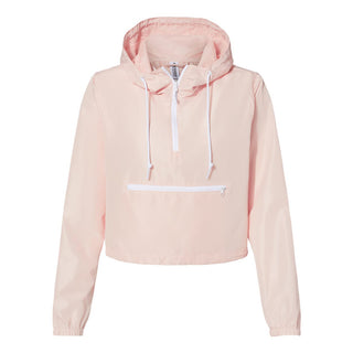 Custom Printed Independent Trading Co. - Women's Lightweight Quarter-Zip Pullover Crop Windbreaker